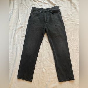 Agolde 90’s pinch waist high rise jeans. Color black tea. Size 28.